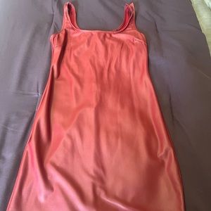 Small/Medium stretchy Auburn Red Pleather Dress